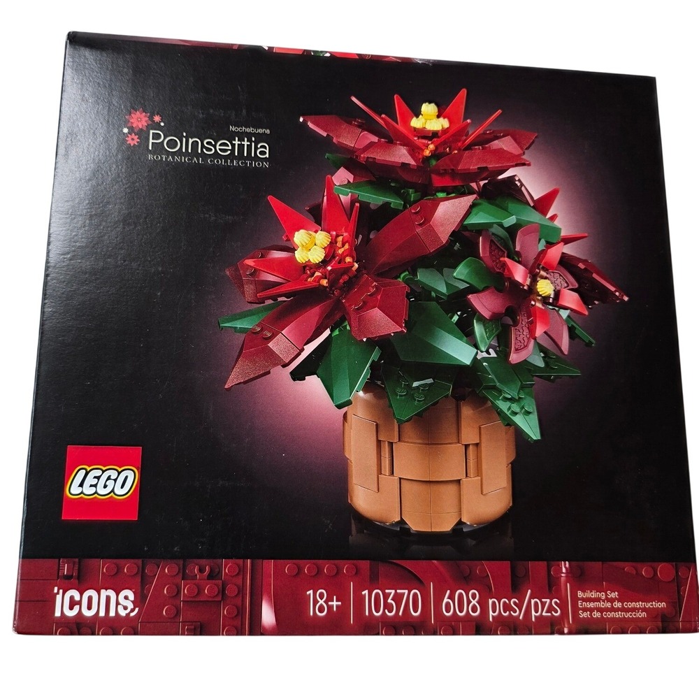LEGO Icons Botanical Collection Poinsettia 10370‎ Building Set 608 Pieces New F1
